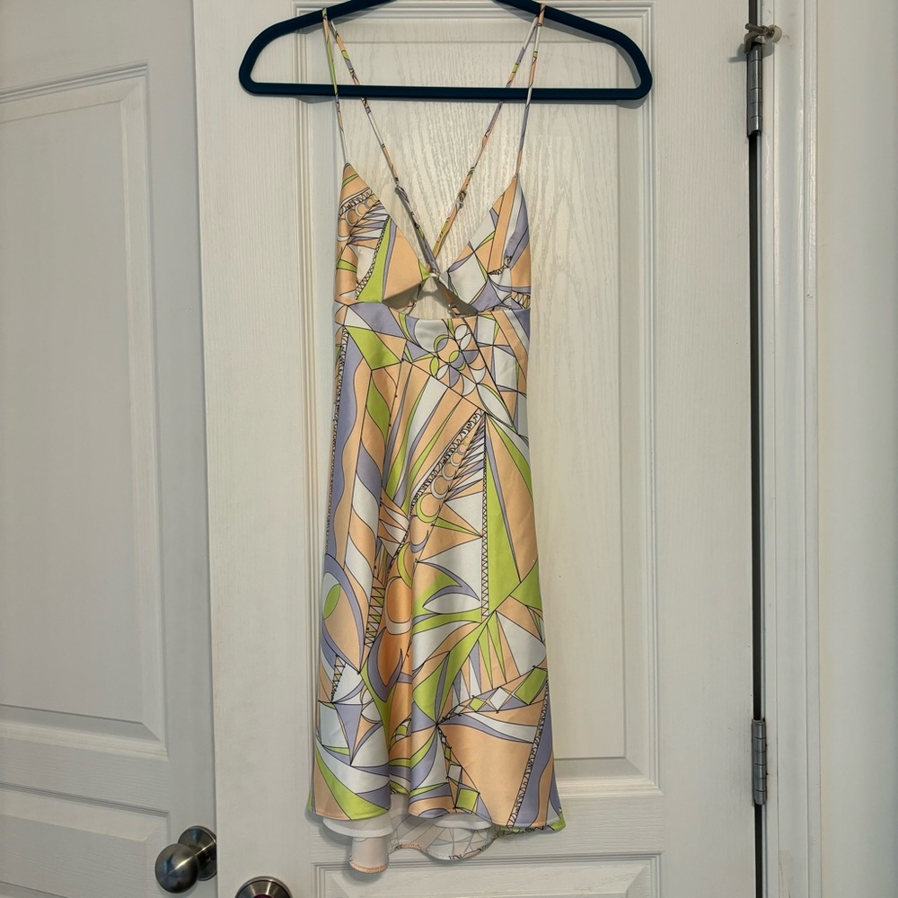 Zara 70s Disco Satin Mini Cutout Dress - Picture 4 of 6
